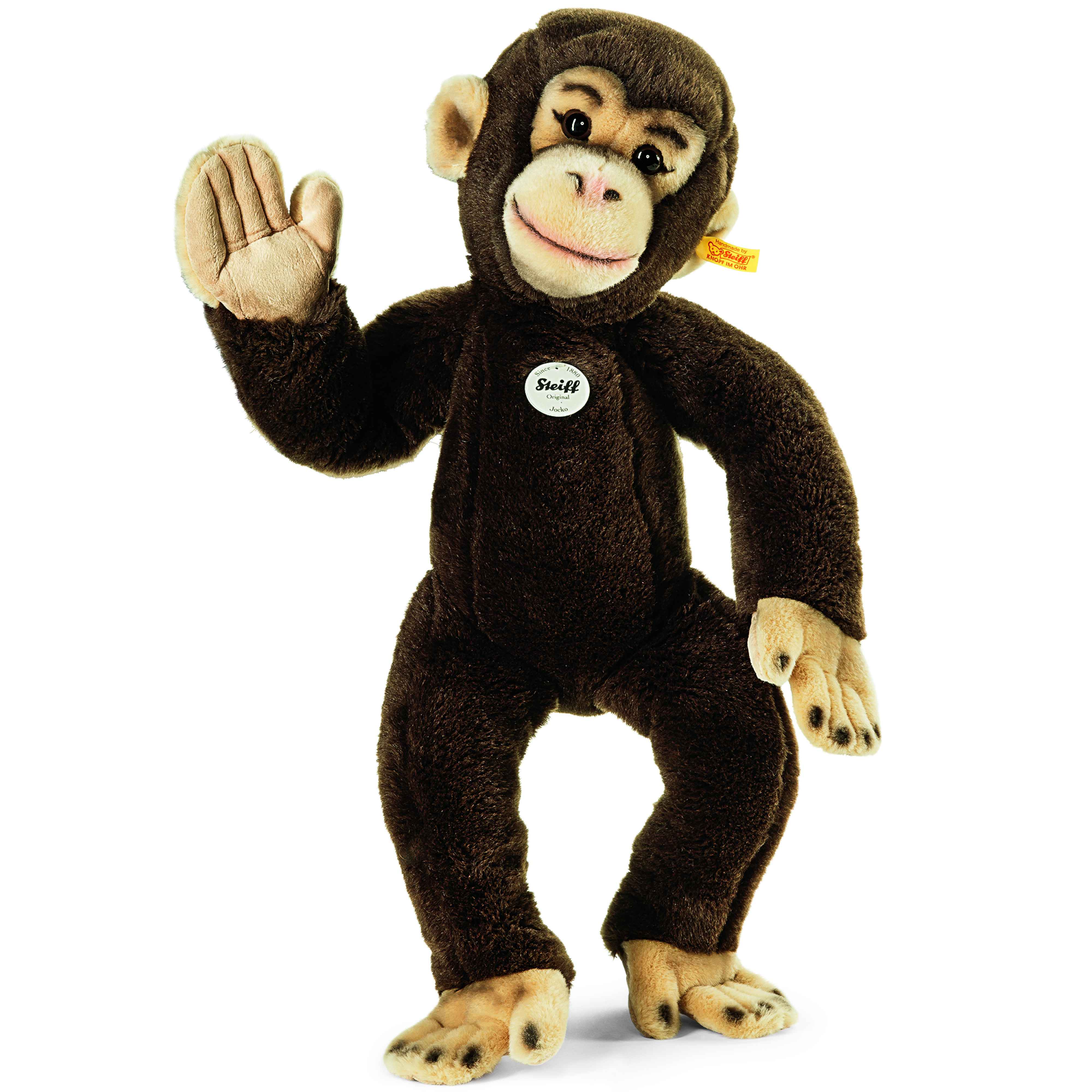 Steiff 060212 Jocko Chimpanzee Plush Animal Toy Dark Brown 